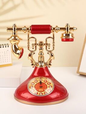 NWT No Label Red Retro Telephone Model Alarm Clock